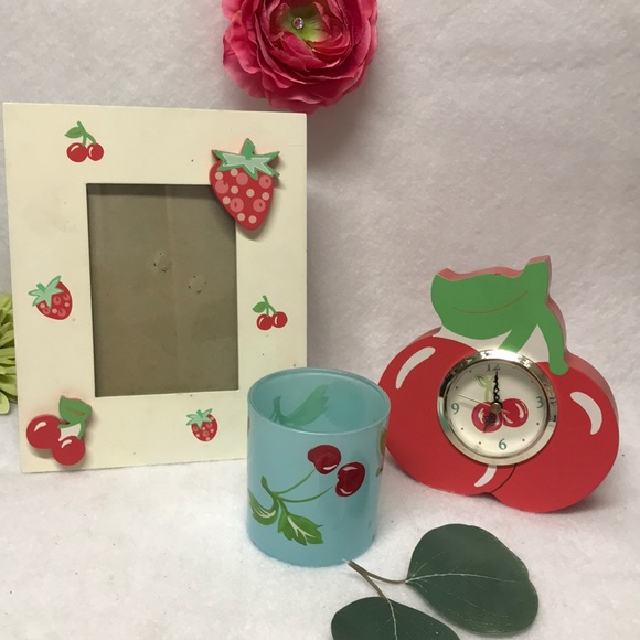 CHERRY 3 Piece decor Frame votive candle clock vintage 1990s - Picture 13 of 13